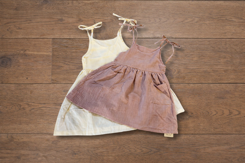 Linen cotton toddler dress with monogram